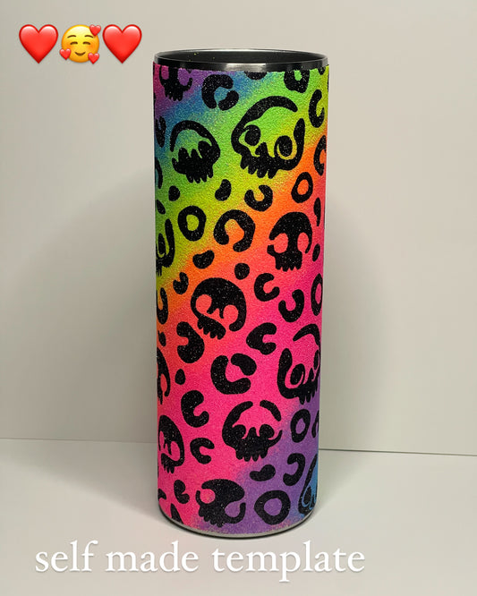 20oz Skulls and Leopard Neon Tumbler