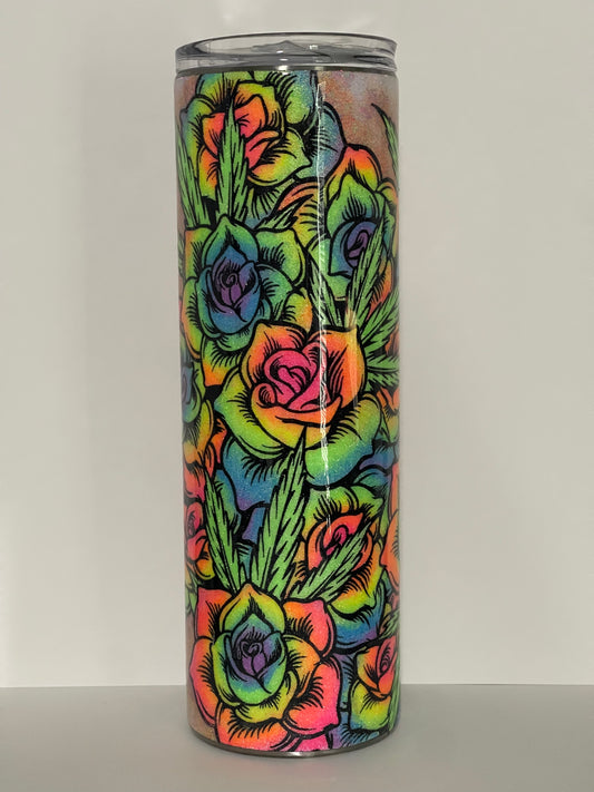 20oz Neon Skull and Roses Tumbler